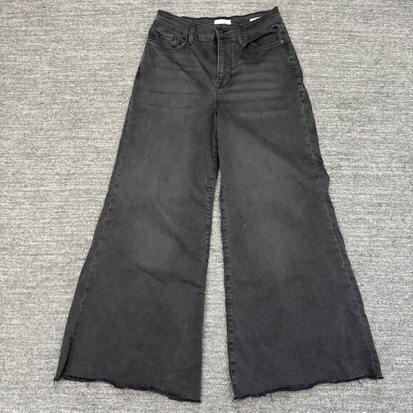 Frame Denim Le Palazzo Crop Wide Leg Jean Women 28 Black Denim Stretch High Rise - Picture 1 of 11